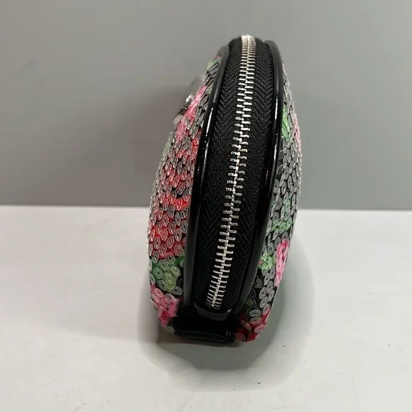 Betsey Johnson rose pattern sequined cosmetic bag - Picture 3 of 7